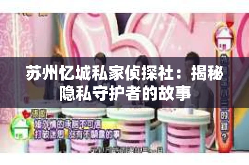 苏州忆城私家侦探社：揭秘隐私守护者的故事